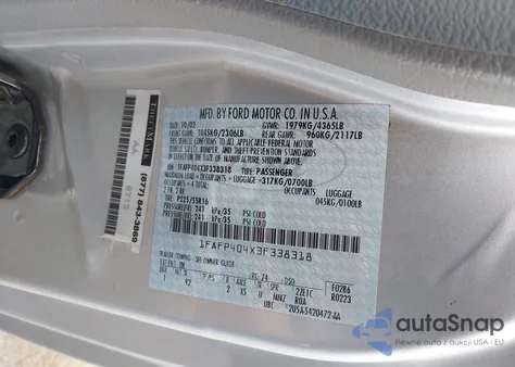 2003 Ford Mustang из США, поврежденный, VIN 1FAFP404X3F338318